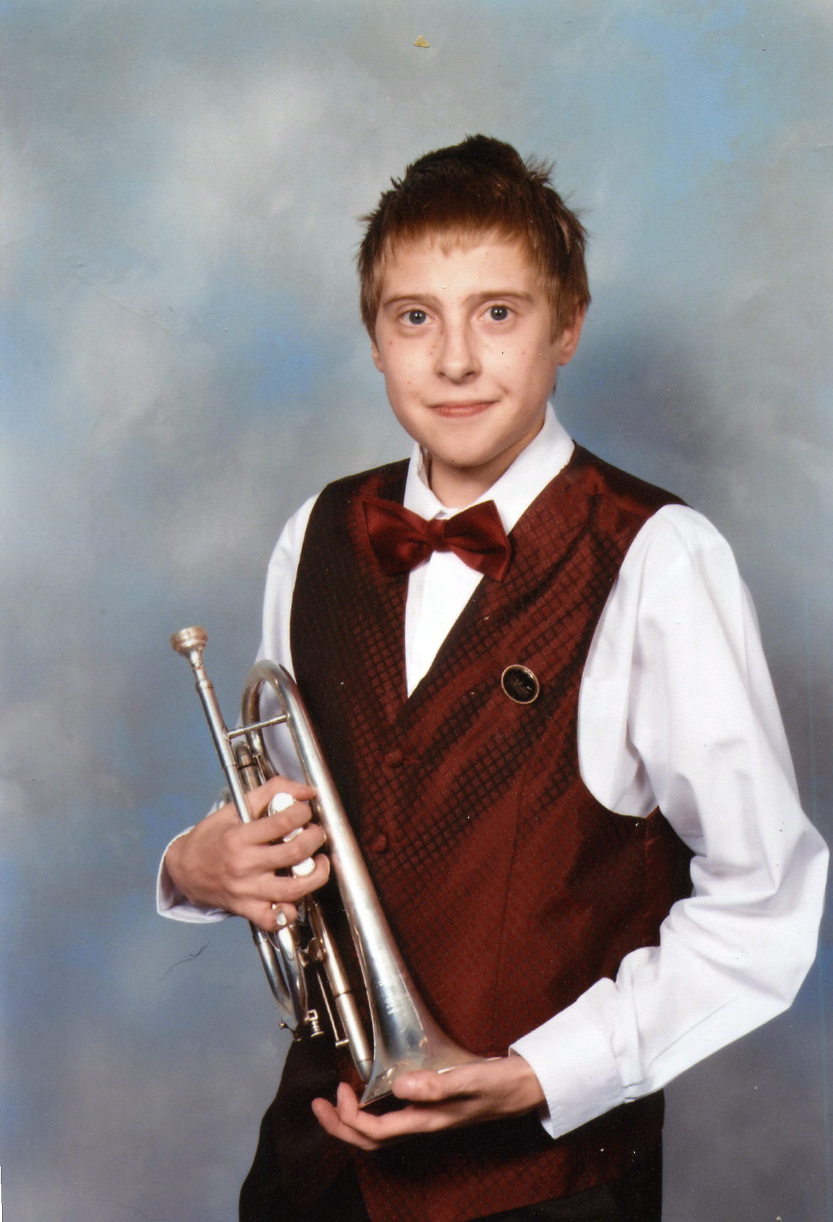 James Sparks in his Shanklin Town Youth Brass Band uniform